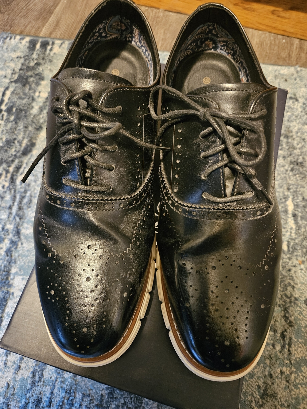 Bruno Marc Men's Black Lace-Up Brogue Oxfords